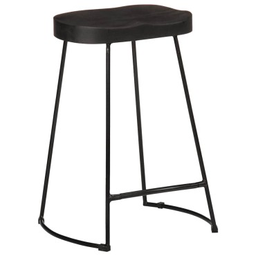 vidaXL Σκαμπό Μπαρ 2 τεμ. Μαύρα 45x40x62cm από Μασίφ Ξύλο Μάνγκο