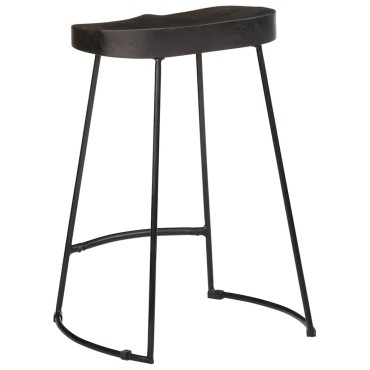 vidaXL Σκαμπό Μπαρ 2 τεμ. Μαύρα 45x40x62cm από Μασίφ Ξύλο Μάνγκο