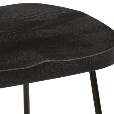 vidaXL Σκαμπό Μπαρ 2 τεμ. Μαύρα 45x40x62cm από Μασίφ Ξύλο Μάνγκο