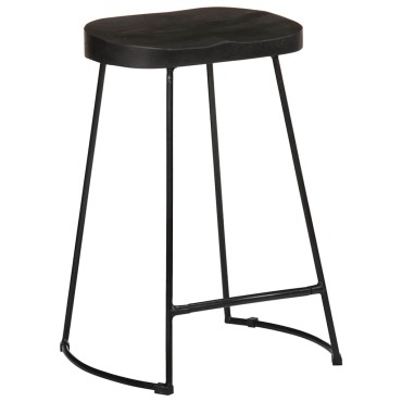 vidaXL Σκαμπό Μπαρ 2 τεμ. Μαύρα 45x40x62cm από Μασίφ Ξύλο Μάνγκο