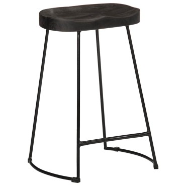 vidaXL Σκαμπό Μπαρ 2 τεμ. Μαύρα 45x40x62cm από Μασίφ Ξύλο Μάνγκο