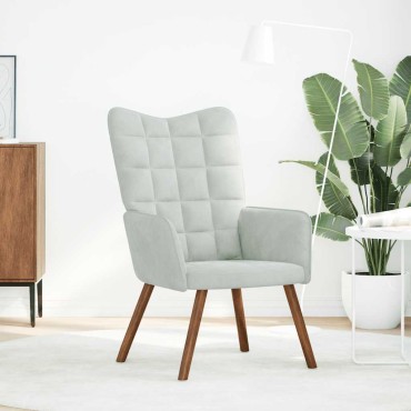 vidaXL Πολυθρόνα Relax Ανοιχτό Γκρι Βελούδινη 61,5x69x95,5cm 1 τεμ.