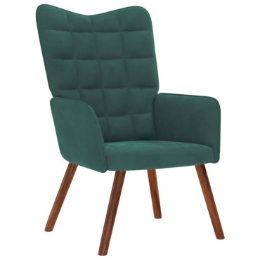 vidaXL Πολυθρόνα Relax Σκούρο Πράσινο Βελούδινη 61,5x69x95,5cm 1 τεμ.