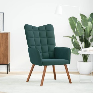 vidaXL Πολυθρόνα Relax Σκούρο Πράσινο Βελούδινη 61,5x69x95,5cm 1 τεμ.