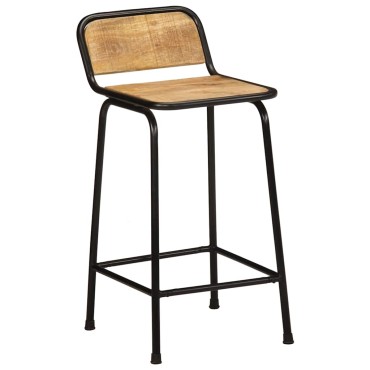vidaXL Σκαμπό Μπαρ 4 τεμ. 46x35,5x80cm Μασίφ Ακατέργαστο Ξύλο Μάνγκο