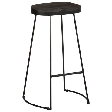 vidaXL Σκαμπό Μπαρ 2 τεμ. Μαύρα 45x40x78cm από Μασίφ Ξύλο Μάνγκο