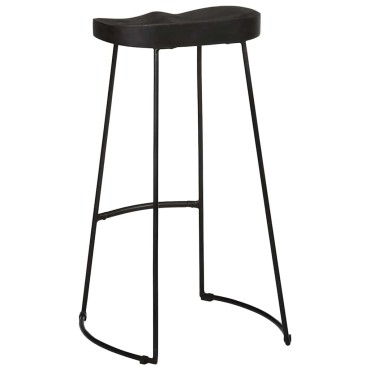 vidaXL Σκαμπό Μπαρ 2 τεμ. Μαύρα 45x40x78cm από Μασίφ Ξύλο Μάνγκο