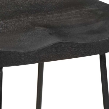 vidaXL Σκαμπό Μπαρ 2 τεμ. Μαύρα 45x40x78cm από Μασίφ Ξύλο Μάνγκο