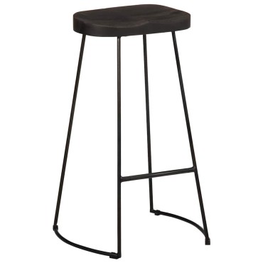 vidaXL Σκαμπό Μπαρ 2 τεμ. Μαύρα 45x40x78cm από Μασίφ Ξύλο Μάνγκο