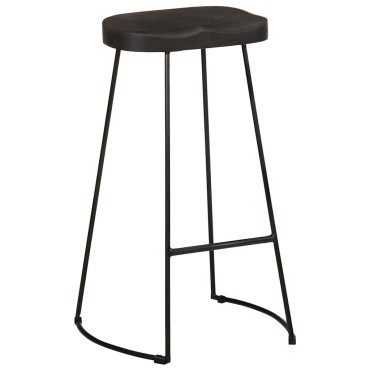 vidaXL Σκαμπό Μπαρ 2 τεμ. Μαύρα 45x40x78cm από Μασίφ Ξύλο Μάνγκο