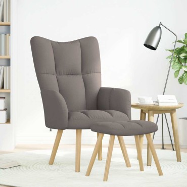 vidaXL Πολυθρόνα Relax Taupe Υφασμάτινη με Υποπόδιο 61,5x69x95,5cm 1 τεμ.