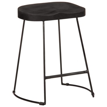 vidaXL Σκαμπό Μπαρ 2 τεμ. Μαύρα 46x38x52cm από Μασίφ Ξύλο Μάνγκο