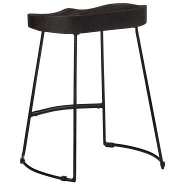 vidaXL Σκαμπό Μπαρ 2 τεμ. Μαύρα 46x38x52cm από Μασίφ Ξύλο Μάνγκο