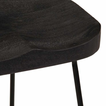 vidaXL Σκαμπό Μπαρ 2 τεμ. Μαύρα 46x38x52cm από Μασίφ Ξύλο Μάνγκο