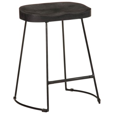 vidaXL Σκαμπό Μπαρ 2 τεμ. Μαύρα 46x38x52cm από Μασίφ Ξύλο Μάνγκο
