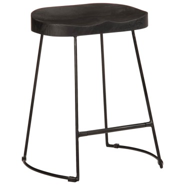 vidaXL Σκαμπό Μπαρ 2 τεμ. Μαύρα 46x38x52cm από Μασίφ Ξύλο Μάνγκο