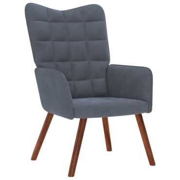 vidaXL Πολυθρόνα Relax Σκούρο Γκρι Βελούδινη 61,5x69x95,5cm 1 τεμ.