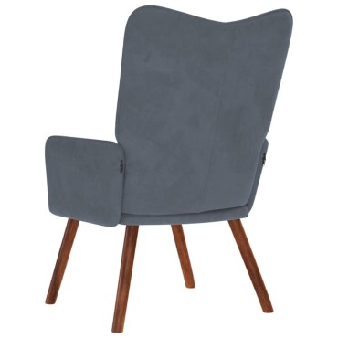 vidaXL Πολυθρόνα Relax Σκούρο Γκρι Βελούδινη 61,5x69x95,5cm 1 τεμ.