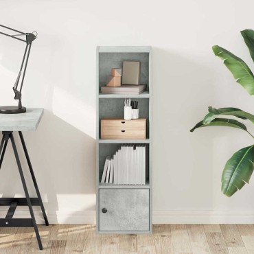 vidaXL Βιβλιοθήκη Γκρι Σκυροδέματος 31x24x102cm Επεξεργ. Ξύλο 1 τεμ.