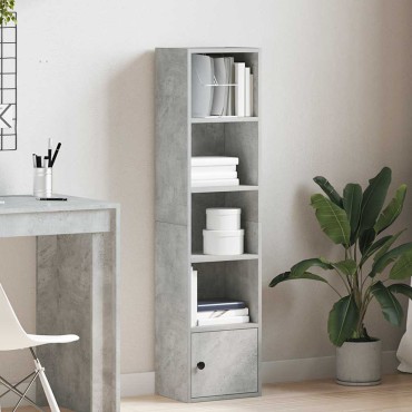 vidaXL Βιβλιοθήκη Γκρι Σκυροδέματος 31x24x127cm Επεξεργ. Ξύλο 1 τεμ.