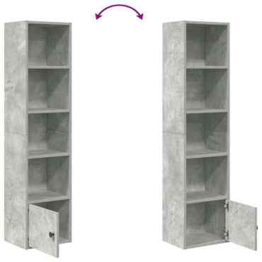 vidaXL Βιβλιοθήκη Γκρι Σκυροδέματος 31x24x127cm Επεξεργ. Ξύλο 1 τεμ.