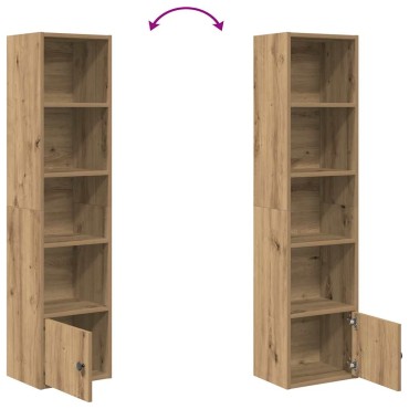 vidaXL Βιβλιοθήκη Αρτισιανή Δρυς 31x24x127cm Επεξ. Ξύλο 1 τεμ.