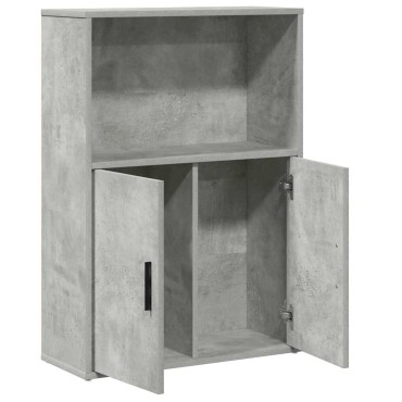 vidaXL Βιβλιοθήκη Γκρι Σκυροδέματος 60x24x85cm Επεξεργ. Ξύλο 1 τεμ.