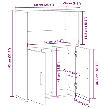 vidaXL Βιβλιοθήκη Γκρι Σκυροδέματος 60x24x85cm Επεξεργ. Ξύλο 1 τεμ.