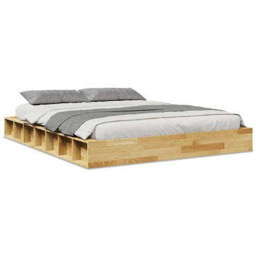 vidaXL Πλαίσιο κρεβατιού χωρίς στρώμα 140x200cm μασίφ ξύλο δρυς 1 τεμ. - Διπλό