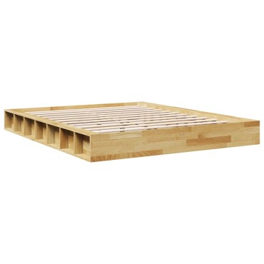 vidaXL Πλαίσιο κρεβατιού χωρίς στρώμα 140x200cm μασίφ ξύλο δρυς 1 τεμ. - Διπλό