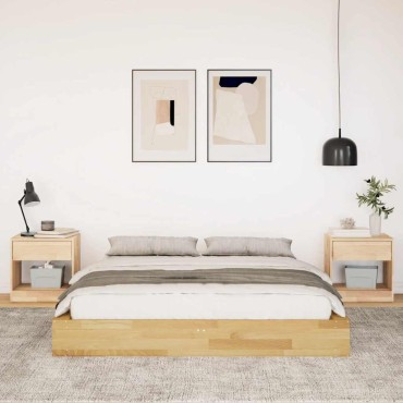 vidaXL Πλαίσιο κρεβατιού χωρίς στρώμα 140x200cm μασίφ ξύλο δρυς 1 τεμ. - Διπλό
