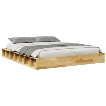 vidaXL Πλαίσιο κρεβατιού χωρίς στρώμα 140x200cm μασίφ ξύλο δρυς 1 τεμ. - Διπλό