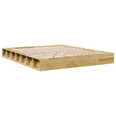 vidaXL Πλαίσιο κρεβατιού χωρίς στρώμα 140x200cm μασίφ ξύλο δρυς 1 τεμ. - Διπλό