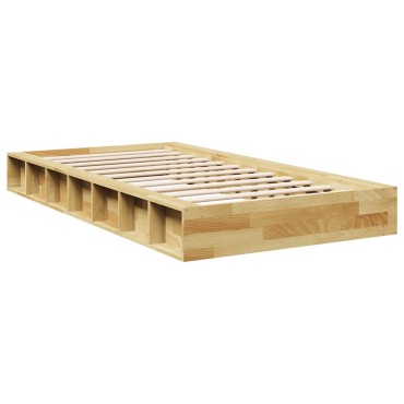 Πλαίσιο κρεβατιού vidaXL χωρίς στρώμα 75x190 cm μασίφ ξύλο δρυς