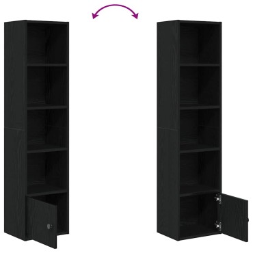 vidaXL Βιβλιοθήκη Μαύρη Δρυς 31x24x127cm Κατασκευασμένο ξύλο 1 τεμ.