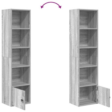vidaXL Βιβλιοθήκη Γκρι Sonoma 31x24x127cm από Επεξεργασμένο Ξύλο 1 τεμ.