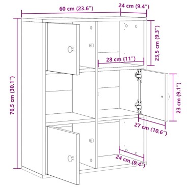 vidaXL Βιβλιοθήκη Γκρι Sonoma 60x24x76,5cm από Επεξεργασμένο Ξύλο 1 τεμ.