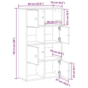 vidaXL Βιβλιοθήκη Λευκή 60x24x101,5cm από Επεξεργασμένο Ξύλο 1 τεμ.