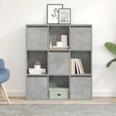 vidaXL Βιβλιοθήκη Γκρι Σκυροδέματος 89x24x101,5cm Επεξεργ. Ξύλο 1 τεμ.