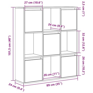 vidaXL Βιβλιοθήκη Γκρι Σκυροδέματος 89x24x101,5cm Επεξεργ. Ξύλο 1 τεμ.