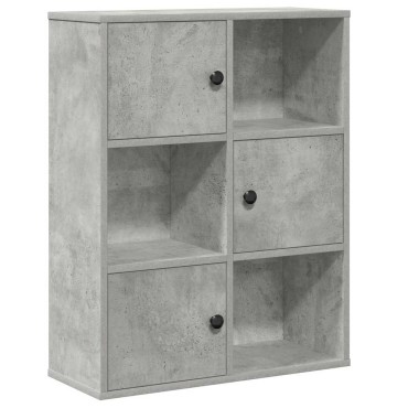 vidaXL Βιβλιοθήκη Γκρι Σκυροδέματος 60x24x76,5cm Επεξεργ. Ξύλο 1 τεμ.