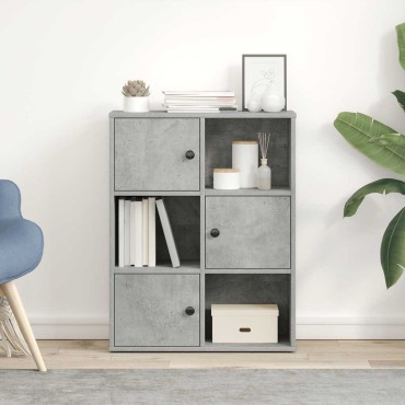 vidaXL Βιβλιοθήκη Γκρι Σκυροδέματος 60x24x76,5cm Επεξεργ. Ξύλο 1 τεμ.