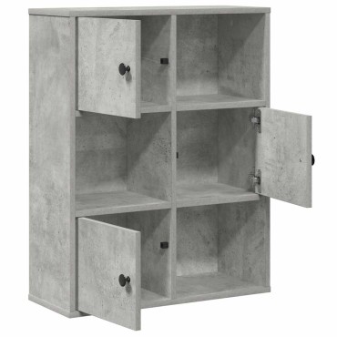 vidaXL Βιβλιοθήκη Γκρι Σκυροδέματος 60x24x76,5cm Επεξεργ. Ξύλο 1 τεμ.