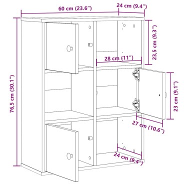 vidaXL Βιβλιοθήκη Μαύρη Δρυς 60x24x76,5cm Κατασκευασμένο ξύλο 1 τεμ.
