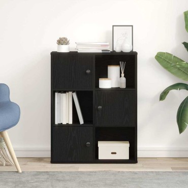 vidaXL Βιβλιοθήκη Μαύρη Δρυς 60x24x76,5cm Κατασκευασμένο ξύλο 1 τεμ.