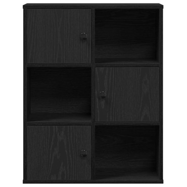 vidaXL Βιβλιοθήκη Μαύρη Δρυς 60x24x76,5cm Κατασκευασμένο ξύλο 1 τεμ.