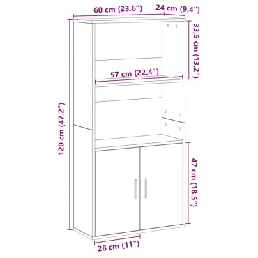 vidaXL Βιβλιοθήκη Λευκή 60x24x120cm από Επεξεργασμένο Ξύλο 1 τεμ.