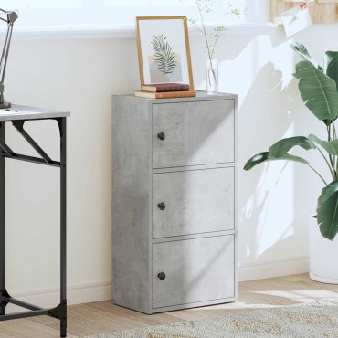 vidaXL Βιβλιοθήκη Γκρι Σκυροδέματος 40x24x77cm Επεξεργ. Ξύλο 1 τεμ.