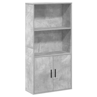 vidaXL Βιβλιοθήκη Γκρι Σκυροδέματος 60x24x120cm Επεξεργ. Ξύλο 1 τεμ.