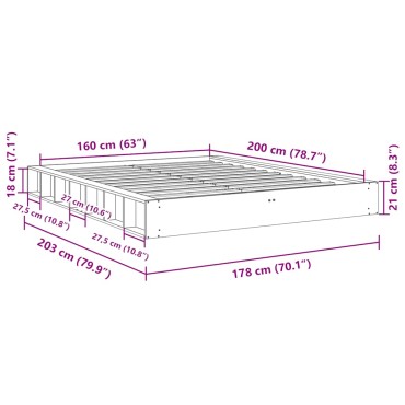 vidaXL Πλαίσιο κρεβατιού χωρίς στρώμα 160x200 cm μασίφ ξύλο δρυς